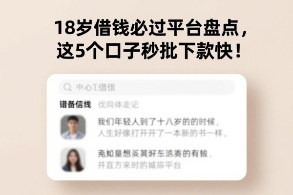 18岁借钱必过平台盘点，这5个口子秒批下款快！