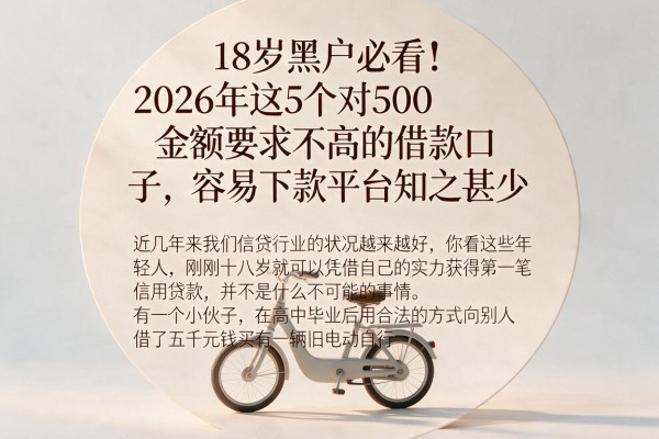 18岁黑户必看!2026年这5个对500金额要求不高的借款口子,容易下款平台知之甚少