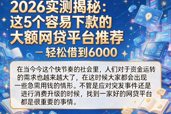 2026实测揭秘:这5个容易下款的大额网贷平台推荐,轻松借到6000