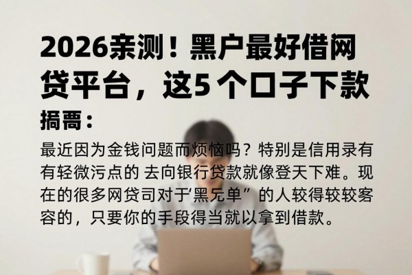 2026亲测!黑户最好借网贷平台,这5个口子下款