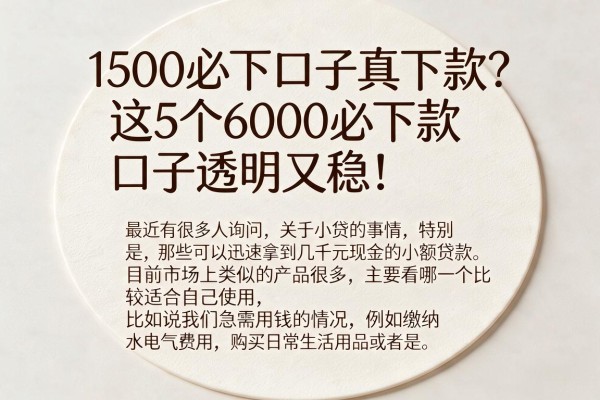 1500必下口子真下款?这5个6000必下款口子透明又稳!