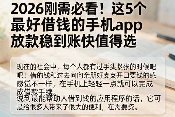 2026刚需必看！这5个最好借钱的手机app，放款稳到账快值得选