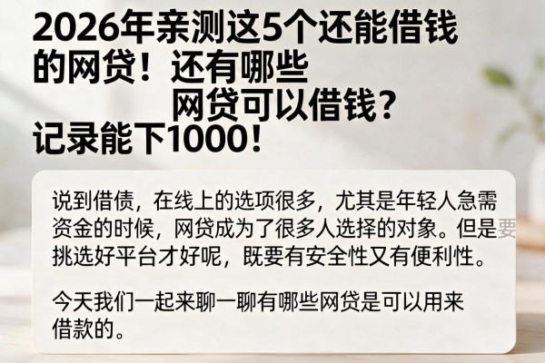 2026年亲测这5个还能借钱的网贷!还有哪些网贷可以借钱?记录能下1000!