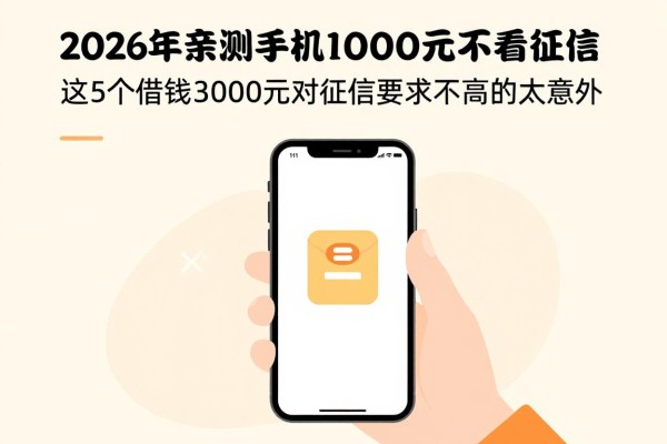 2026年亲测!手机小额借款1000元不看征信,这5个借钱3000元对征信要求不高的软件太意外