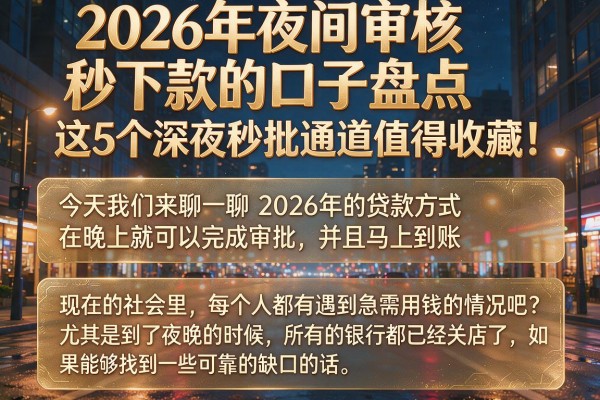 2026年夜间审核秒下款的口子盘点,这5个深夜秒批通道值得收藏!