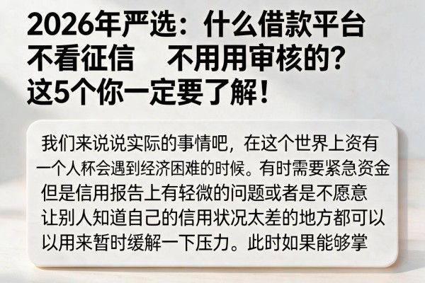 2026年严选:什么借款平台不看征信不用审核的?这5个你一定要了解!