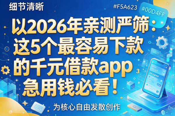 2026年亲测严筛:这5个最容易下款的千元借款app,急用钱必看!