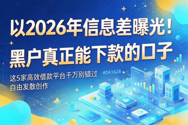 2026年信息差曝光!黑户真正能下款的口子,这5家高效借款平台千万别错过