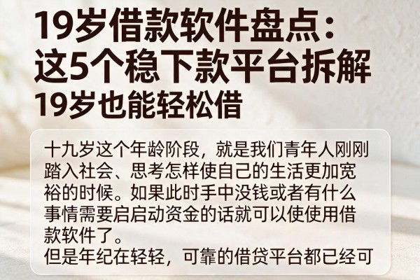 19岁借款软件盘点:这5个稳下款平台拆解,19岁也能轻松借