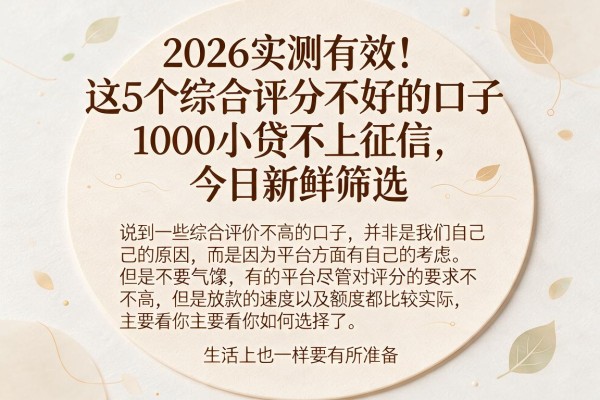 2026实测有效!这5个综合评分不好的口子1000小贷不上征信,今日新鲜筛选