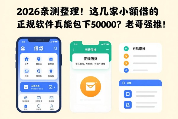 2026亲测整理!这几家小额借钱的正规软件真能包下50000?老哥强推!