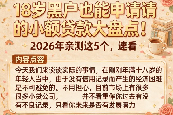18岁黑户也能申请的小额贷款大盘点!2026年亲测这5个,速看