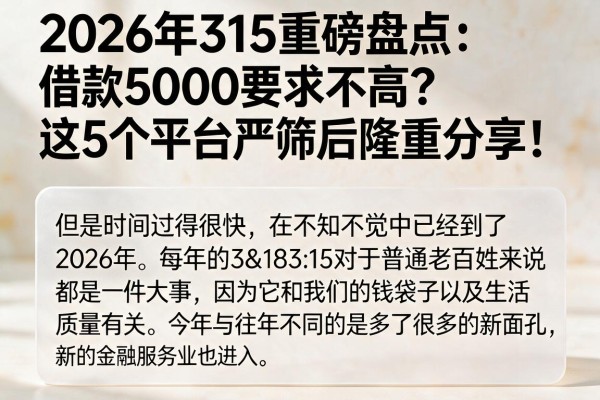 2026年315重磅盘点:借款5000要求不高?这5个平台严筛后隆重分享!