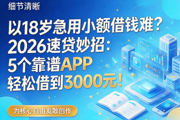 18岁急用小额借钱难？2026速贷妙招：5个靠谱APP轻松借到3000元！