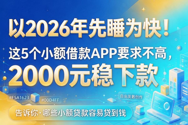 2026年先睹为快！这5个小额借款APP要求不高，2000元稳下款，告诉你哪些小额贷款容易贷到钱