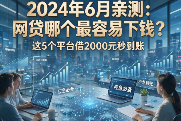 2024年6月亲测:网贷哪个最容易下钱?这5个平台借2000元秒到账,应急必备!