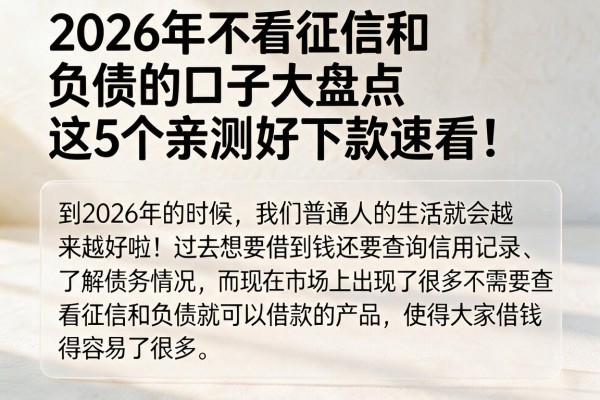2026年不看征信和负债的口子大盘点,这5个亲测好下款速看!