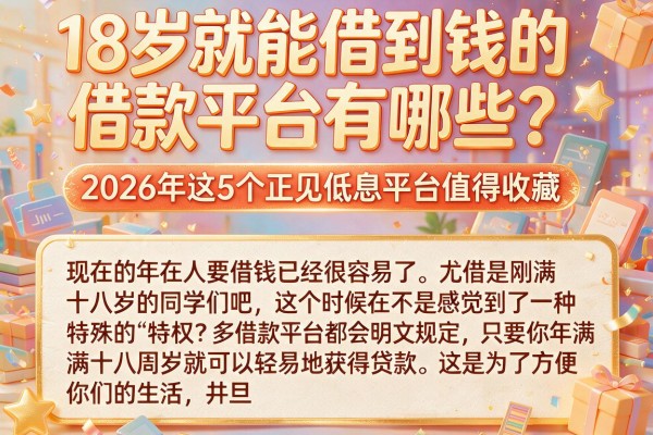 18岁就能借到钱的借款平台有哪些?2026年这5个正规低息平台值得收藏