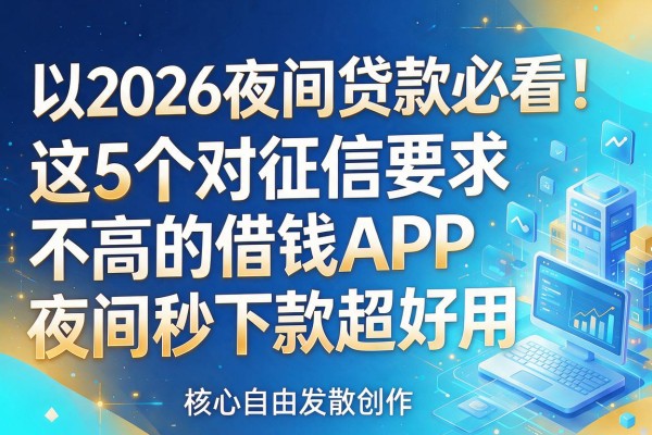 2026夜间贷款必看！这5个对征信要求不高的借钱APP，夜间秒下款超好用