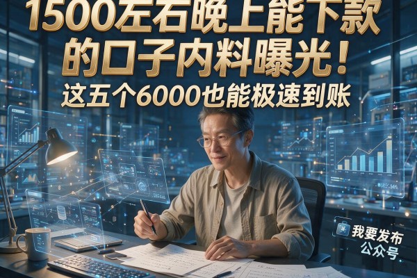 1500左右晚上能下款的口子内料曝光!这五个6000也能极速到账