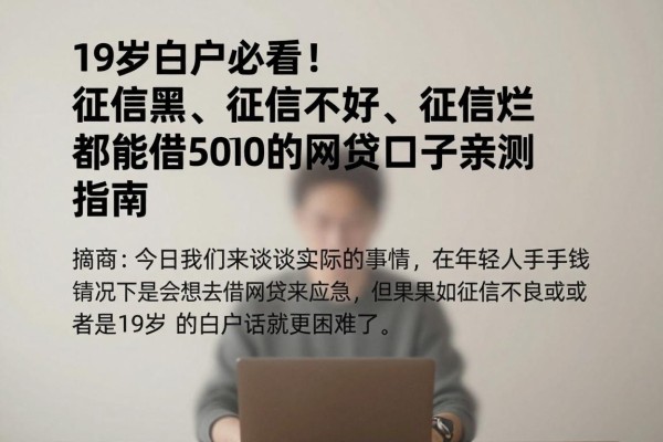 19岁白户必看！征信黑、征信不好、征信烂都能借5000的网贷口子亲测指南
