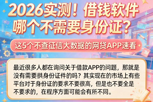 2026实测!借钱软件哪个不需要身份证?这5个不查征信大数据的网贷APP速看