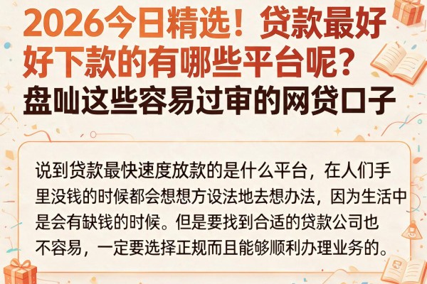 2026今日精选！贷款最好下款的有哪些平台呢？盘点这些容易过审的网贷口子