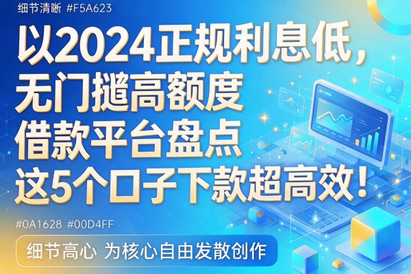 2024正规利息低、无门槛高额度借款平台盘点,这5个口子下款超高效!