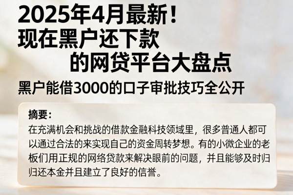 2025年4月最新!现在黑户还下款的网贷平台大盘点,黑户能借3000的口子审批技巧全公开