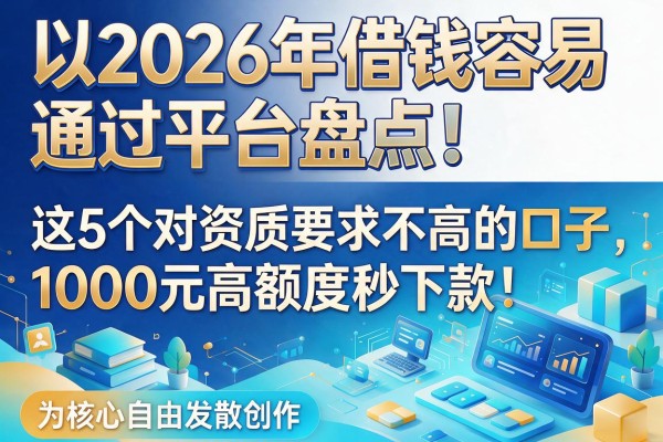 2026年借钱容易通过平台盘点！这5个对资质要求不高的口子，1000元高额度秒下款！