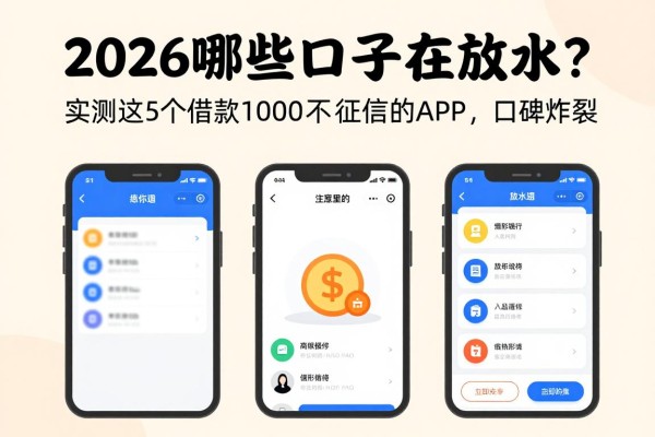 2026哪些口子在放水？实测这5个借款1000不看征信的APP，口碑炸裂！
