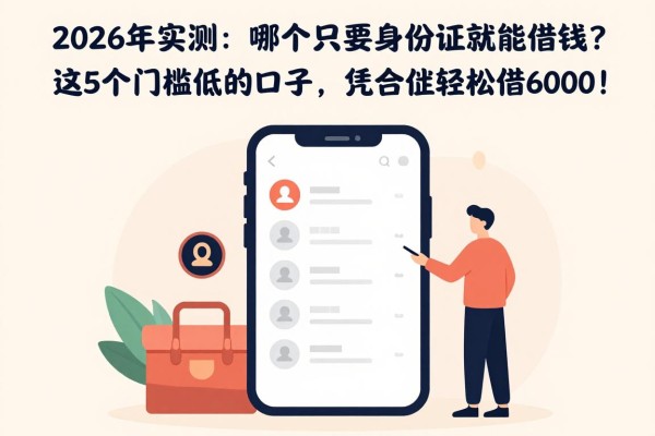 2026年实测：哪个app只需要身份证就能借钱？这5个门槛低的口子，凭身份证轻松借6000！