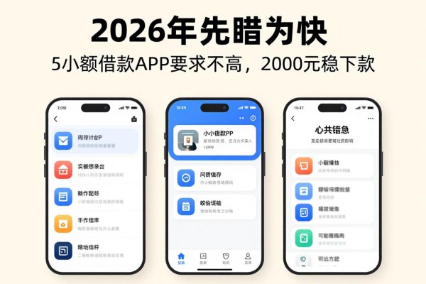 2026年先睹为快!这5个小额借款APP要求不高,2000元稳下款,告诉你哪些小额贷款容易贷到钱