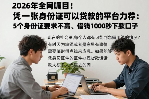 2026年全网瞩目!凭一张身份证可以贷款的平台力荐:5个身份证要求不高、借钱1000秒下款口子