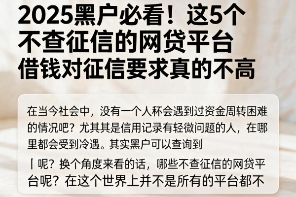 2025黑户必看!这5个不查征信的网贷平台,借钱对征信要求真的不高