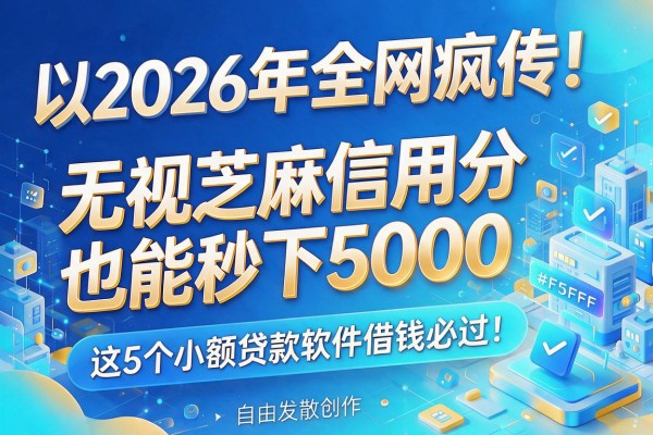 2026年全网疯传!无视芝麻信用分也能秒下5000,这5个小额贷款软件借钱必过!