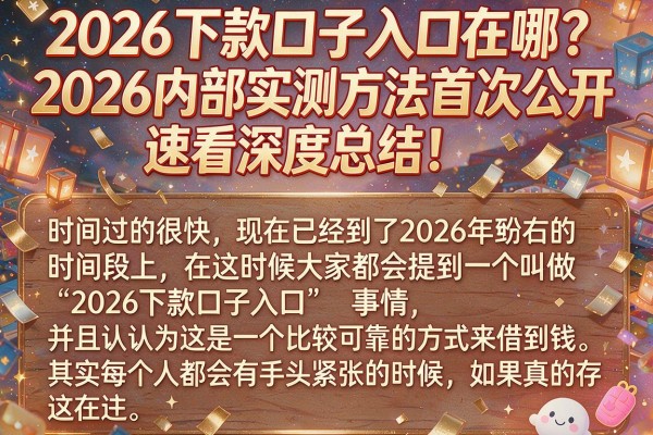 2026下款口子入口在哪?2026内部实测方法首次公开,速看深度总结!