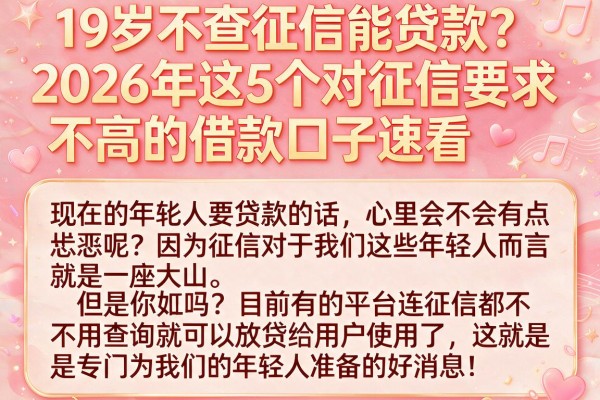 19岁不查征信能贷款？2026年这5个对征信要求不高的借款口子速看