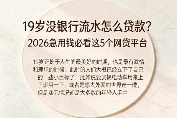 19岁没银行流水怎么贷款?2026急用钱必看这5个网贷平台
