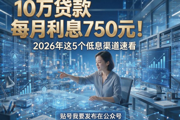 10万贷款每月利息750元！2026年这5个低息渠道速看