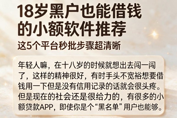 18岁黑户也能借钱的小额软件推荐,这5个平台秒批步骤超清晰