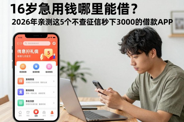 16岁急用钱哪里能借?2026年亲测这5个不查征信秒下3000的借款APP
