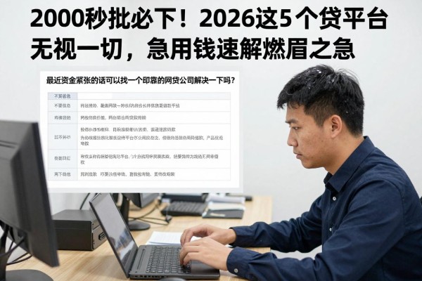 2000秒批必下!2026这5个小贷平台无视一切,急用钱速解燃眉之急