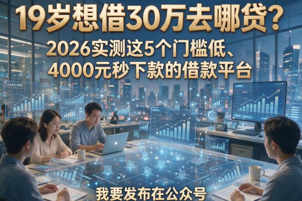 19岁想借30万去哪贷?2026实测这5个门槛低、4000元秒下款的借款平台