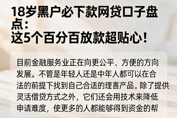 18岁黑户必下款网贷口子盘点:这5个百分百放款超贴心!