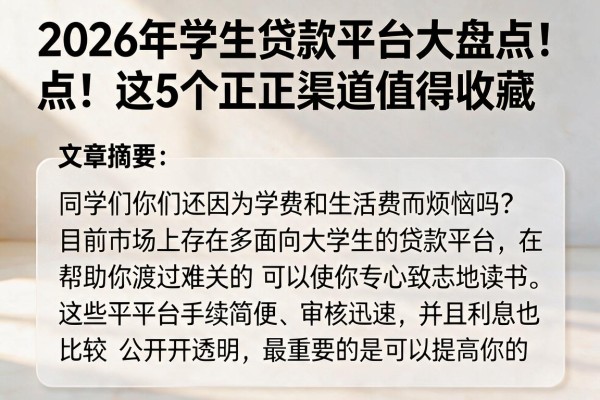 2026年学生贷款平台大盘点!这5个正规渠道值得收藏