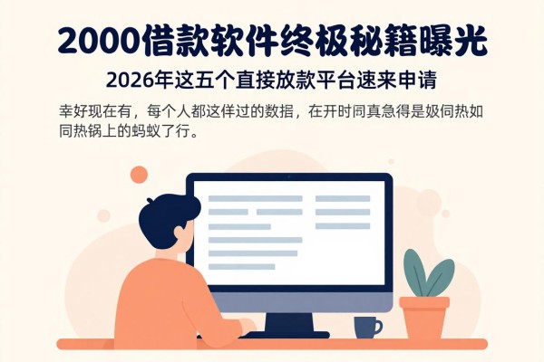 2000借款软件终极秘籍曝光!2026年这五个直接放款平台速来申请