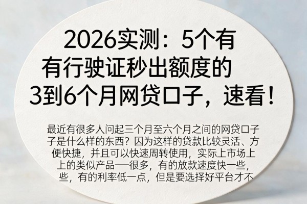 2026实测:5个有行驶证秒出额度的3到6个月网贷口子,速看!