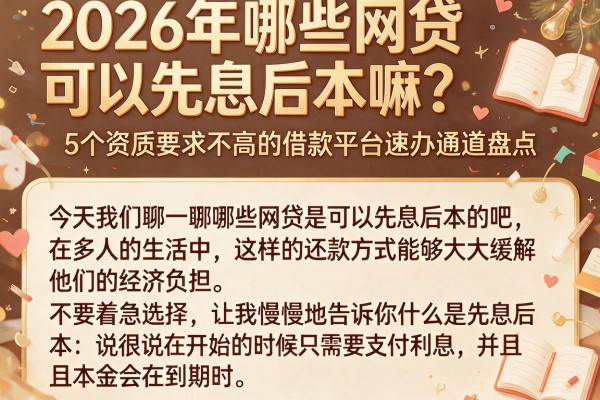 2026年哪些网贷可以先息后本嘛?5个资质要求不高的借款平台速办通道盘点