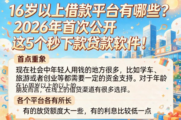 16岁以上借款平台有哪些?2026年首次公开这5个秒下款贷款软件!